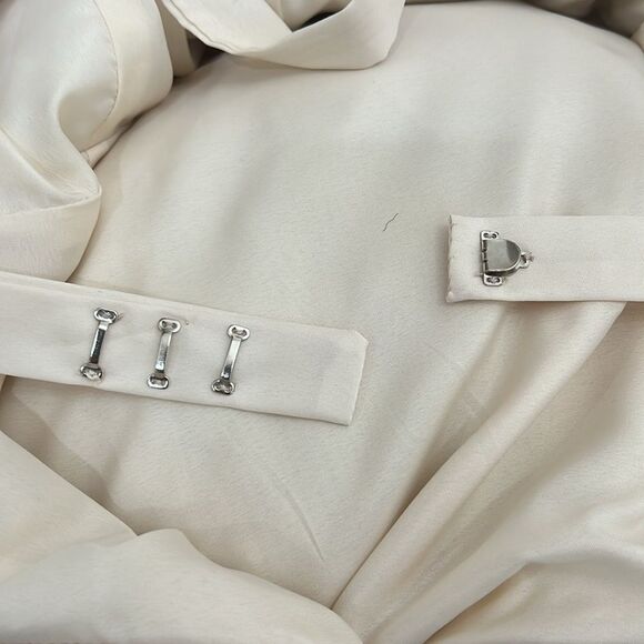 Alyce Champagne Cream Tiered Wrap Dress Jacket Wedding Embroidered Bead Diamond - Picture 12 of 16